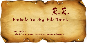 Radvánszky Róbert névjegykártya